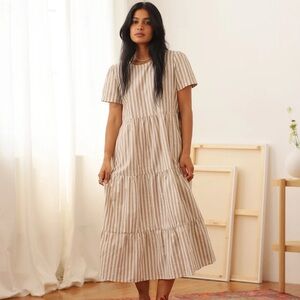 NWT tradlands chalet dress in mocha stripe